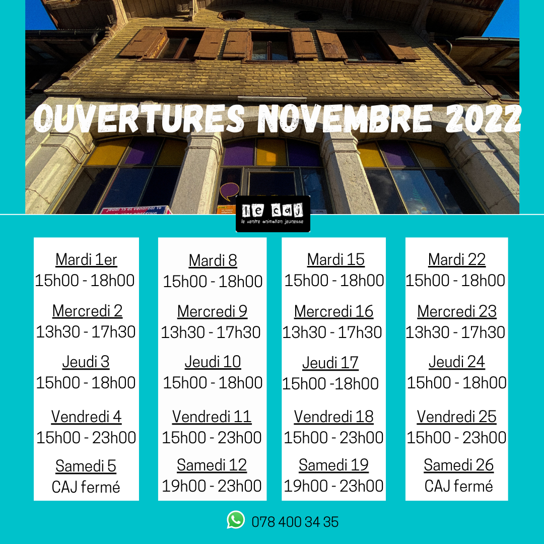 Ouvertures novembre 2022